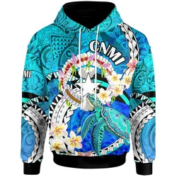 Northern Mariana Islands Hoodie CNMI Polynesian Culture with Turtle and Plumeria Hoodie LT10