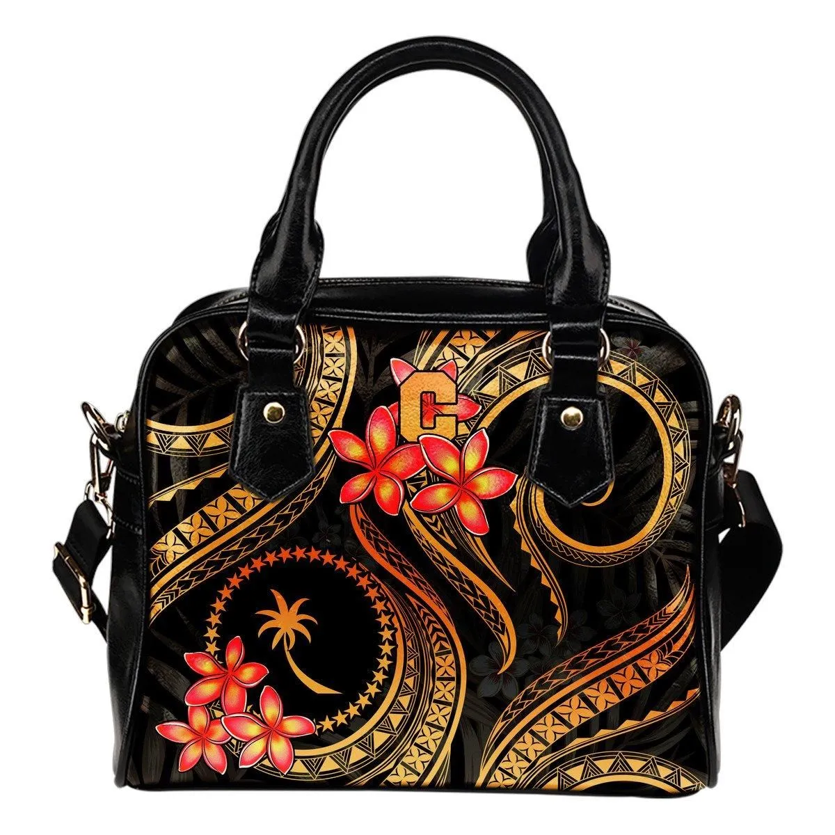 Chuuk Micronesian Shoulder Handbag - Gold Plumeria