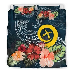 Vanuatu Bedding Set Hibiscus Polynesian Wave Duvet Cover TH5