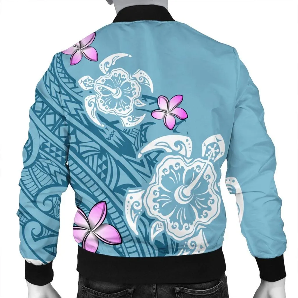 Hawaii Turtle Plumeria Polynesian Simple Bomber Jacket - AH