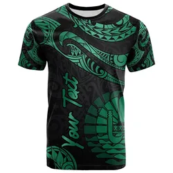 Tahiti Polynesian Custom Personalised T shirt - Poly Tattoo Green Version