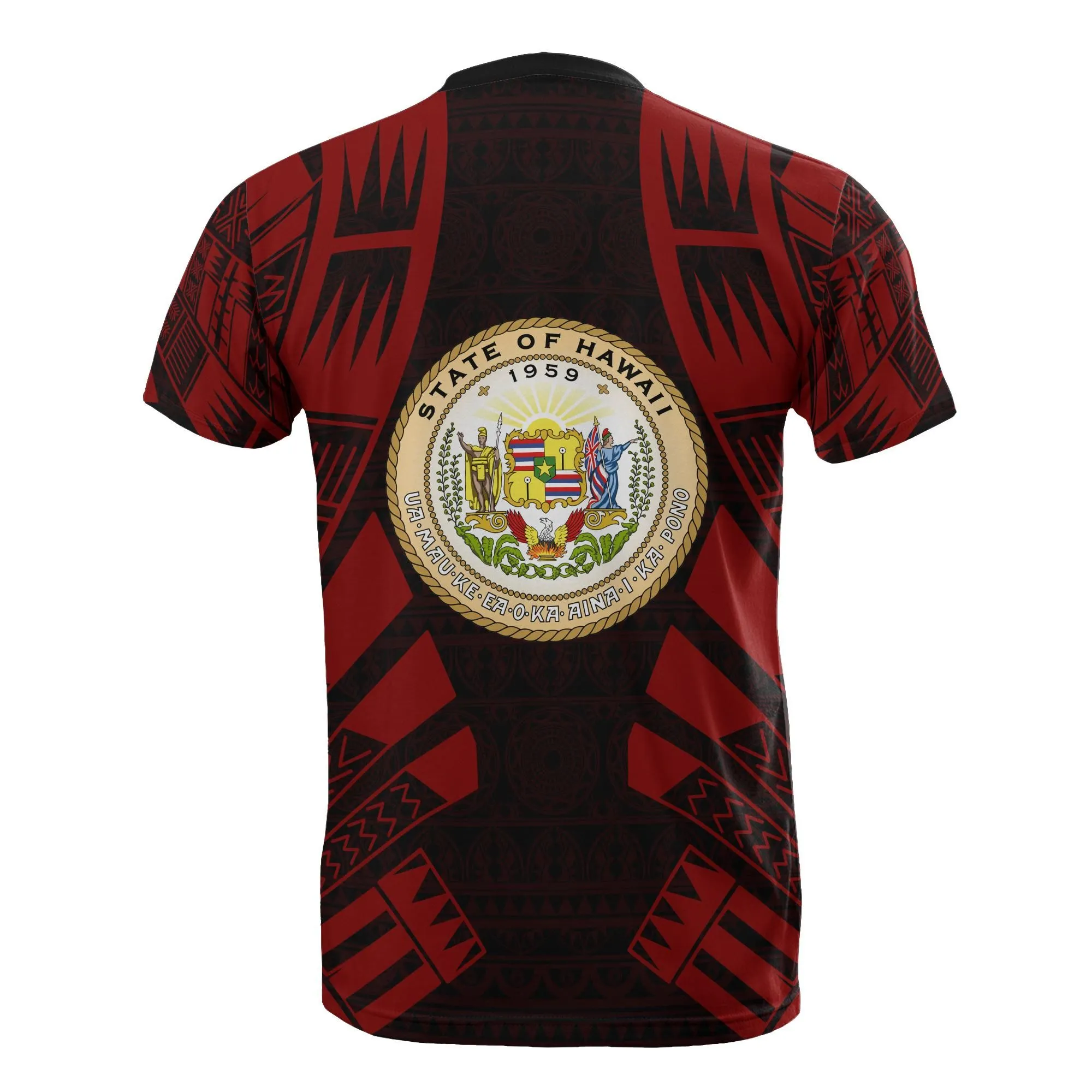 Hawaii T Shirt - Hawaii Seal Polynesian Tattoo Red Style