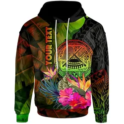 American Samoa Polynesian Personalised Hoodie -  Hibiscus and Banana Leaves - BN15