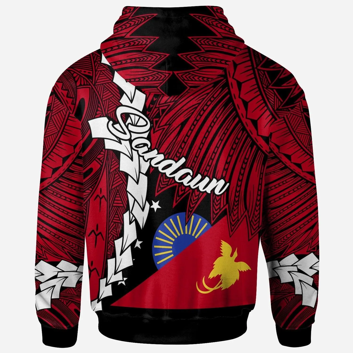 Papua New Guinea Sandaun Province Polynesian Custom Personalised Hoodie - Tribal Wave Tattoo