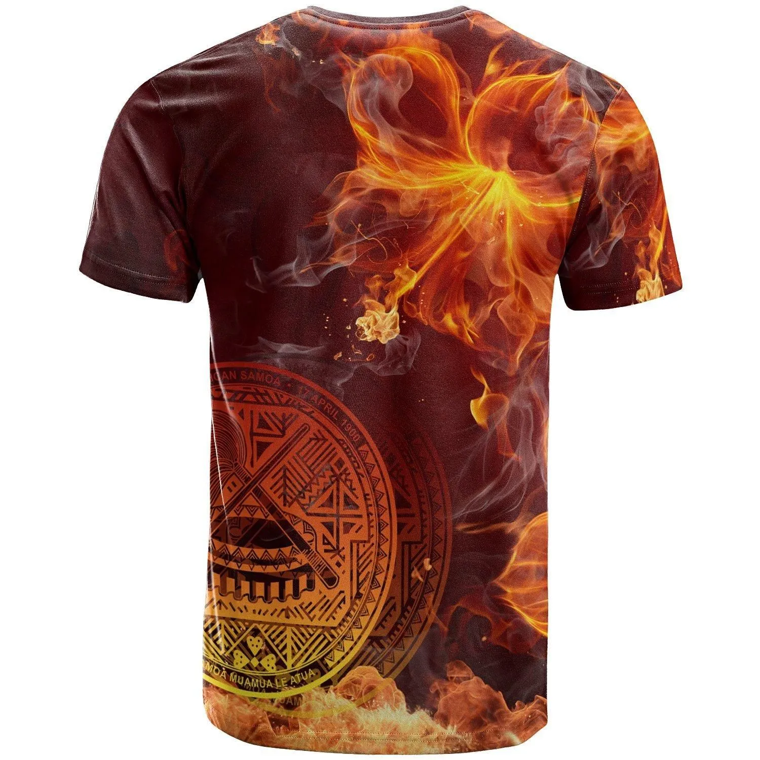 Alohawaii T-Shirt - Tee American Samoa Polynesian - Fire Hibiscus - BN12