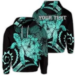 Alohawaii Hoodie - (Personalised) Hawaiian - Hawaii Turtle Hibiscus Polynesian Vintage Hoodie - Turquoise - AH - J4R