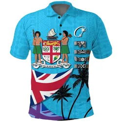 Fiji Masi Rugby Polo Shirt Coat of Arms Coconut