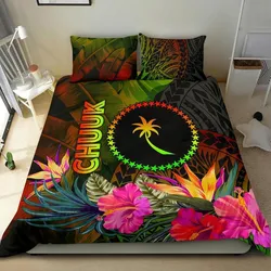 Chuuk Polynesian Bedding Set -  Hibiscus and Banana Leaves - BN15