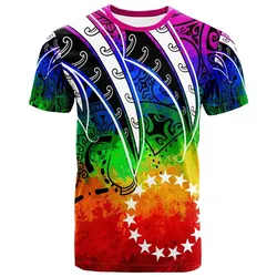 Cook Islands T shirt - Tropical Leaf Rainbow Color
