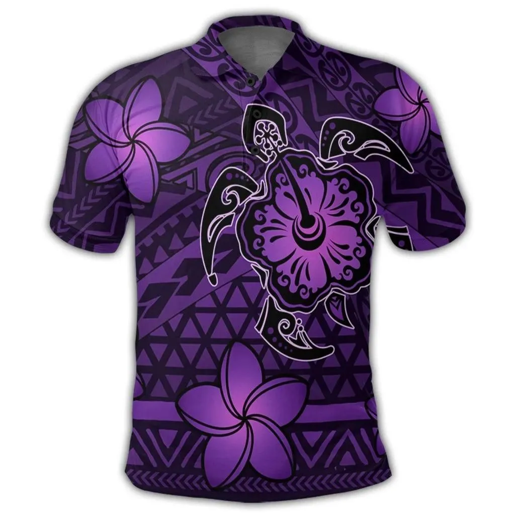 Alohawaii Shirt - Hawaii Mix Polynesian Turtle Plumeria Polo Shirt - AH - Nick Style - Purple - J5R