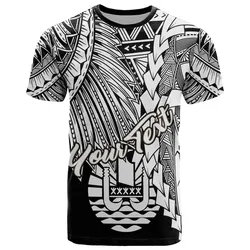 Tahiti Polynesian Custom Personalised T shirt - Tribal Wave Tattoo White