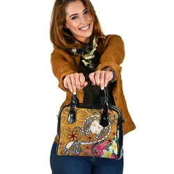 Fiji Shoulder Handbag - Turtle Plumeria (Gold)