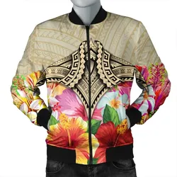 Alohawaii Jacket - Hawaii Manta Ray Tropical Hibiscus Plumeria Polynesian Bomber Jacket - AH - J4R