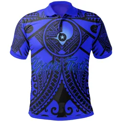 Yap Custom Personalised Polo Shirt - Blue Seal with Polynesian Tattoo