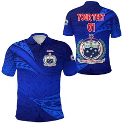 (Custom Personalised) Manu Samoa Rugby Polo Shirt Unique Version Full Blue, Custom Text And Number