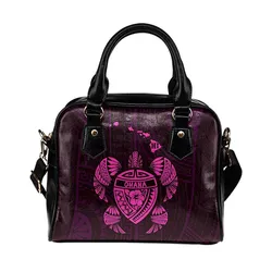 Hawaii Kakau Polynesian Ohana Turtle Map Shoulder Handbag - Pink