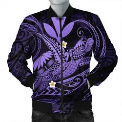 Alohawaii Jacket - Hawaii Turtle Polynesian Bomber Jacket - Nane Style Purple - AH - J4R