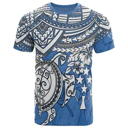 Kosrae Polynesian T Shirt - Kosrae Flag Hibiscus Turtle