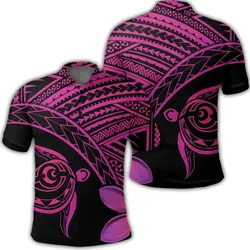 Alohawaii Shirt - Hawaiian Turtle Plumeria Kakau Polynesian Quilt Polo Shirt Neo Pink AH - J0R