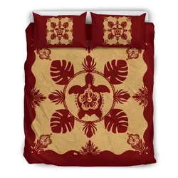 FamilyGater Bedding Set - Cover and Pillow Cases Hawaiian Turtle Hibiscus Monstera  Polynesian - AH J2