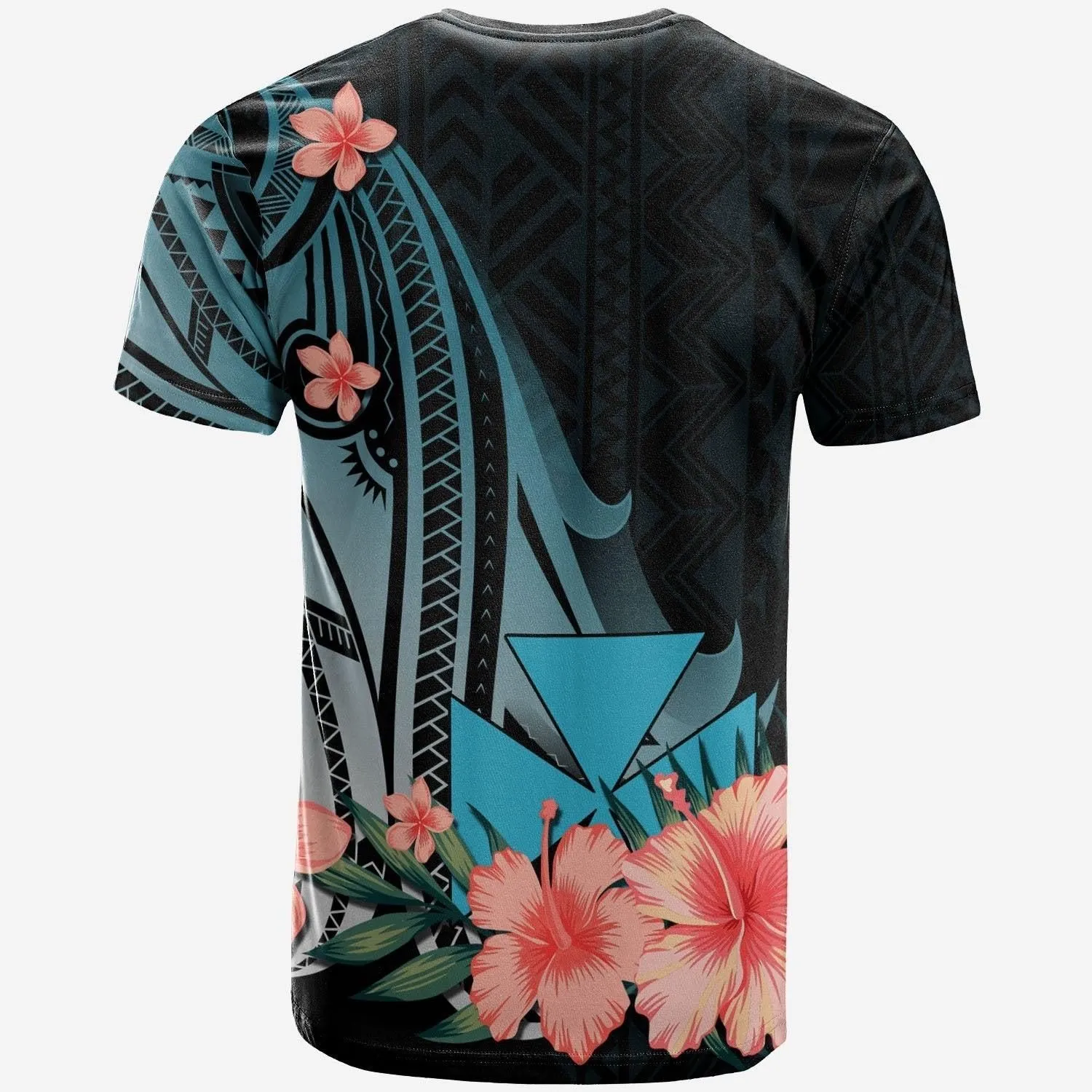 Wallis and Futuna T shirt - Turquoise Polynesian Hibiscus Pattern Style