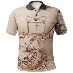 Tokelau Polo Shirt - Hibiscus Flowers Vintage Style