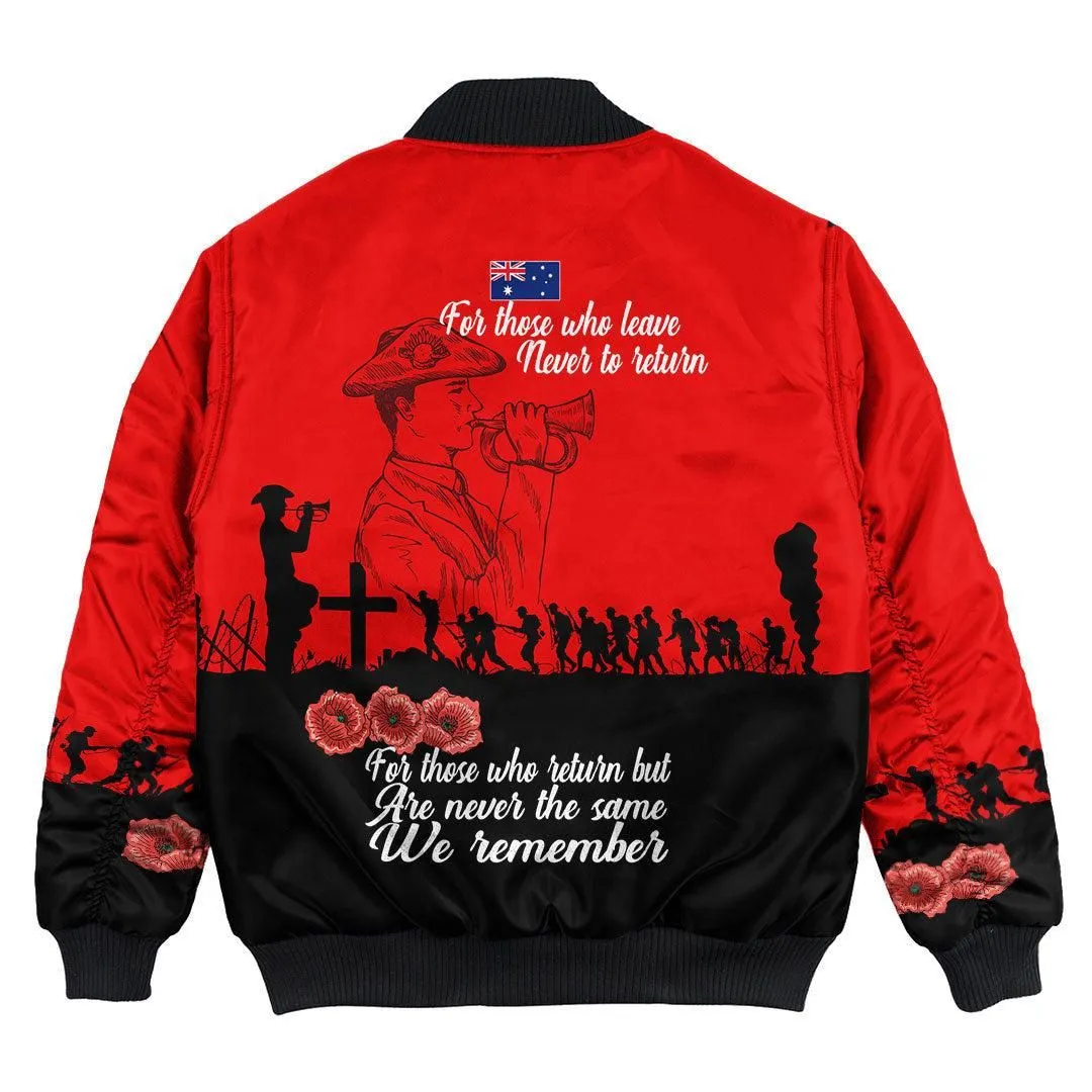 Polynesian Pride Clothing - Lest We Forget For Those Who Leave Never To Return Bomber Jacket