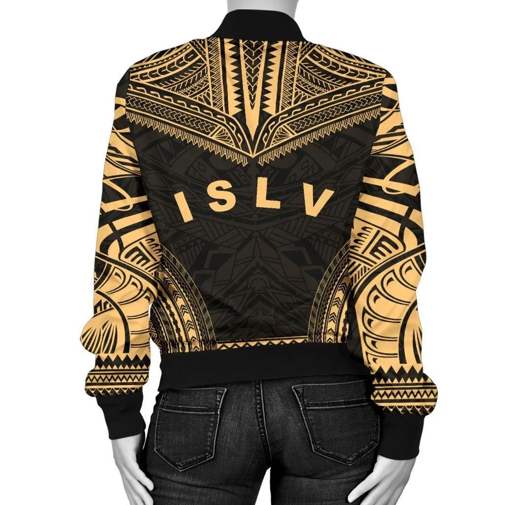 Society Islands Polynesian Chief Women'S Bomber Jacket - Gold Version - Bn10