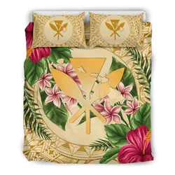 Hawaii Bedding Set - Kanaka Maoli  Bedding Set Strong Pattern Hibiscus Plumeria AH