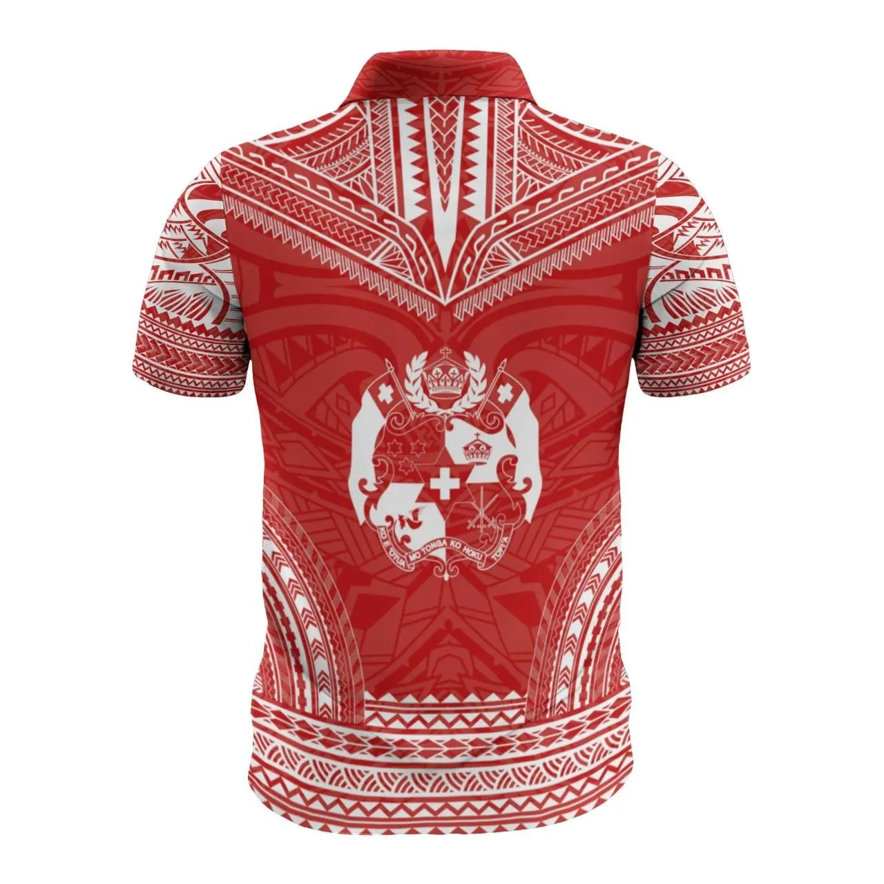 Tonga Custom Personalised Polo Shirt - Tonga Coat Of Arms Polynesian Chief Tattoo Red Version