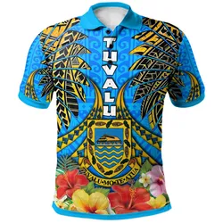Tuvalu Polynesian Polo Shirt - Custom Tuvalu Independence Day with Polynesian Hibiscus Polo Shirt