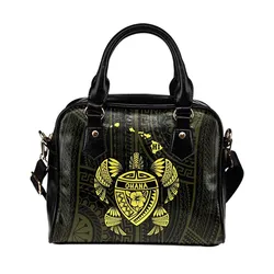 Hawaii Kakau Polynesian Ohana Turtle Map Shoulder Handbag - Yellow
