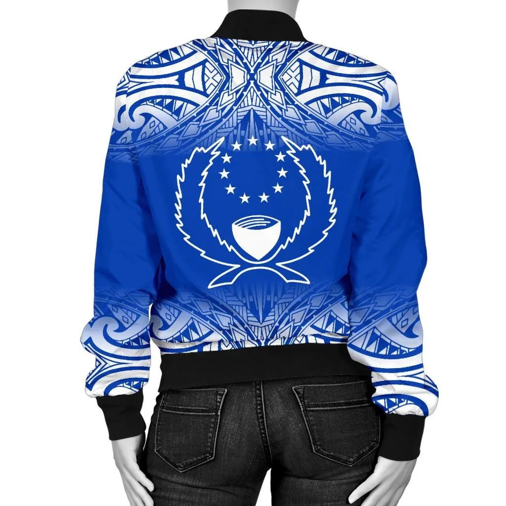 Pohnpei Women's Bomber Jacket - Fog Blue Style - BN09