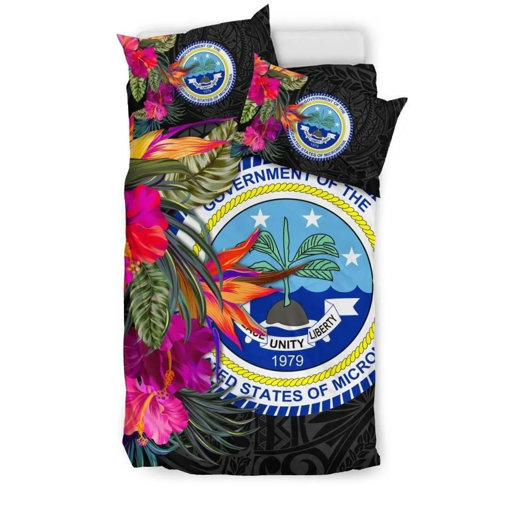 Alohawaii Bedding Set - Cover and Pillow Cases Federated States of Micronesia - Polynesian Hibiscus Pattern - BN39