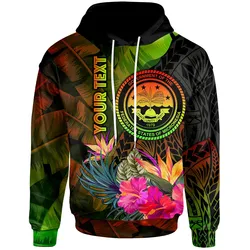 Federated States of Micronesia Polynesian Personalised Hoodie-  Hibiscus and Banana Leaves