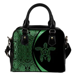 Hawaii Turtle Polynesian Shoulder Handbag - Circle Style Green