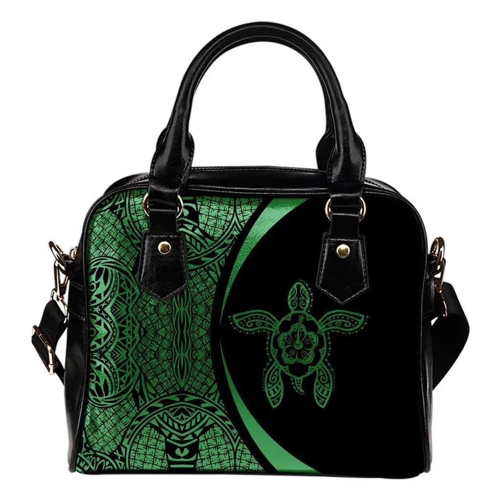Hawaii Turtle Polynesian Shoulder Handbag - Circle Style Green