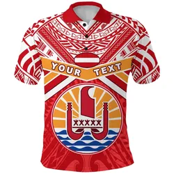 (Custom Personalised) Tahiti Rugby Polo Shirt Polynesian Coat Of Arms and Flag