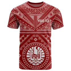 Tahiti Personalised T-Shirt - Tahiti Seal In Polynesian Tattoo Style (Red)