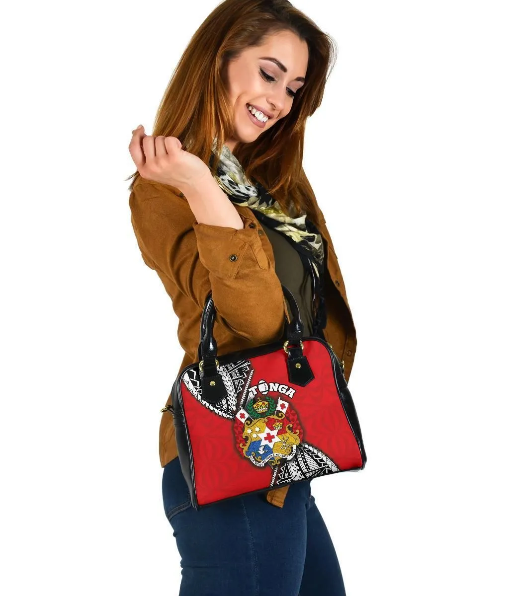 Tonga Rugby Shoulder Handbag Polynesian Style Pinwheel