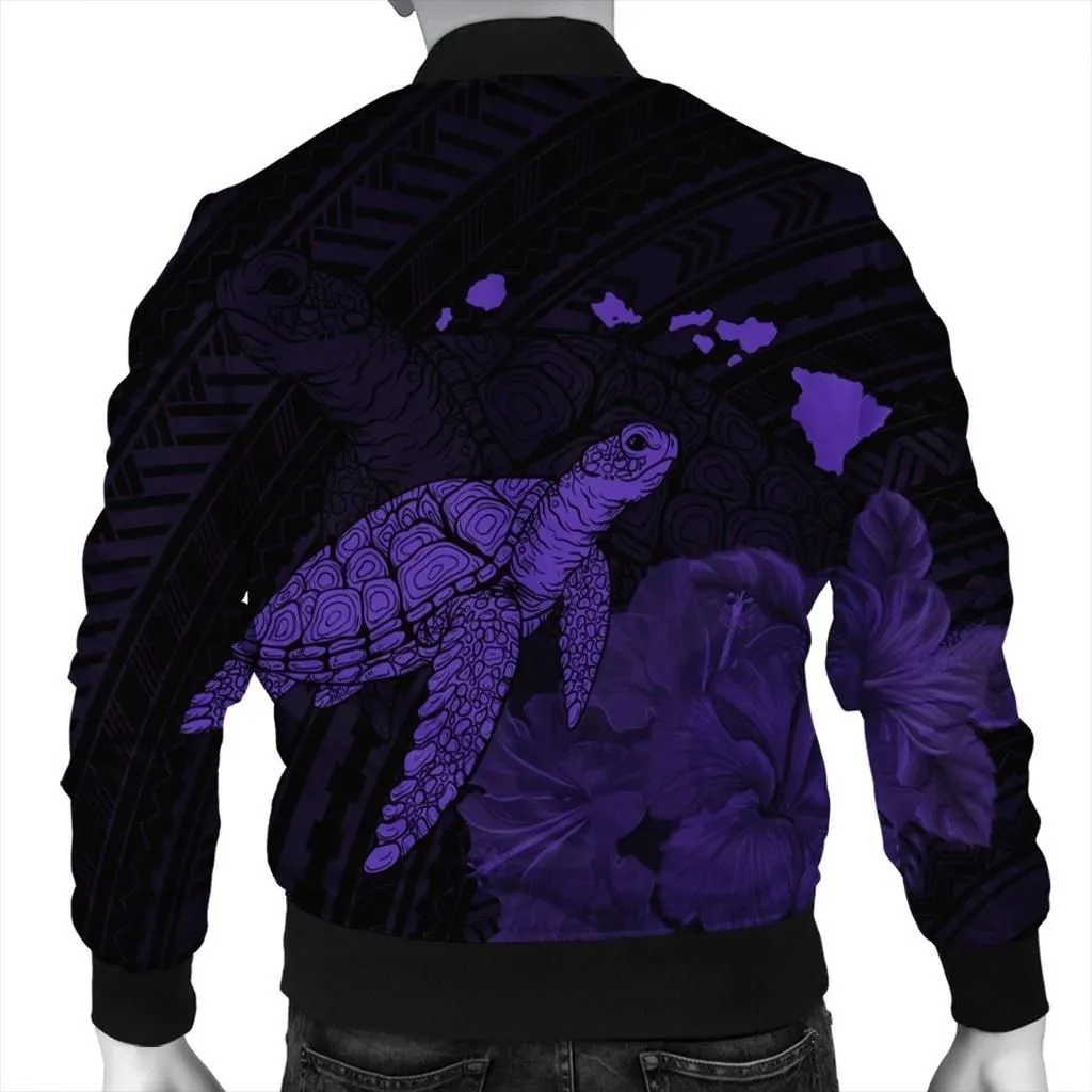 Alohawaii Jacket - Hawaii Polynesian Hibiscus Turtle Map Bomber Jacket Purple - AH - J5R