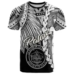 Palau Polynesian T-Shirt - Tribal Wave Tattoo White - BN12