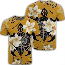 Alohawaii Tee - Hawaiian Turtle Plumeria Polynesian T-Shirt Yellow - AH - JR