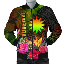 Nauru Polynesian Personalised Men's Bomber Jacket -  Hibiscus and Banana Leaves - BN15