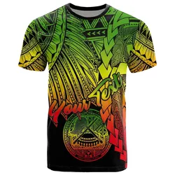 American Samoa Polynesian Custom Personalised T Shirt - Tribal Wave Tattoo Reggae