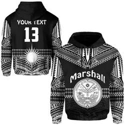 (Custom Text and Number) Marshall Islands Hoodie Best Tattoo Version Black LT13