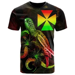 Alohawaii T-Shirt - Tee Wallis and Futuna Polynesian - Turtle With Blooming Hibiscus Reggae - BN22