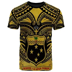 Samoa Premium T-Shirt - Samoa Coat Of Arms Polynesian Tattoo (Gold)