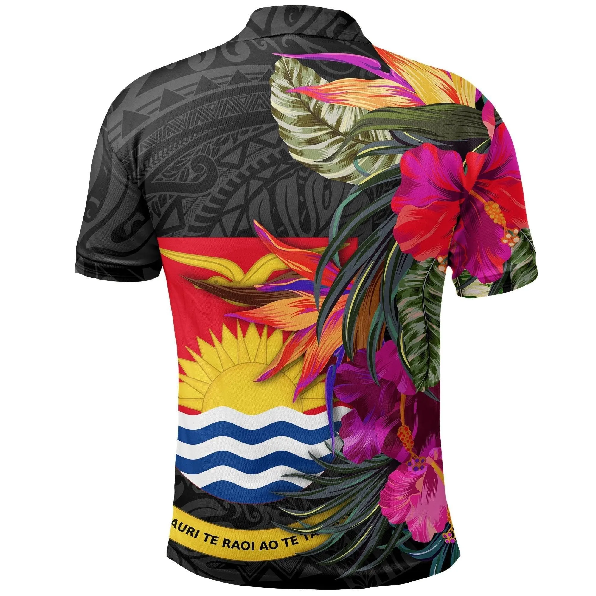 Kiribati Polo Shirt - Hibiscus Polynesian Pattern