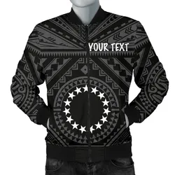 Cook Island Personalised Mens Bomber Jacket - Seal With Polynesian Tattoo Style ( Black)